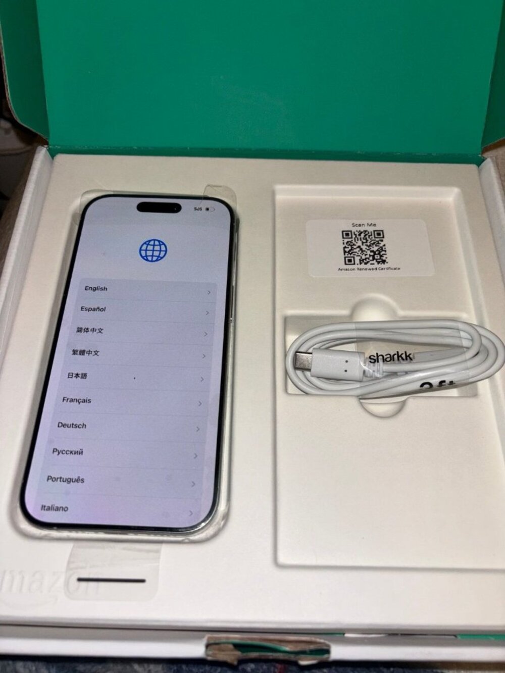 Sharkk USB-C Charging Cable With Smartphone Retail Box White